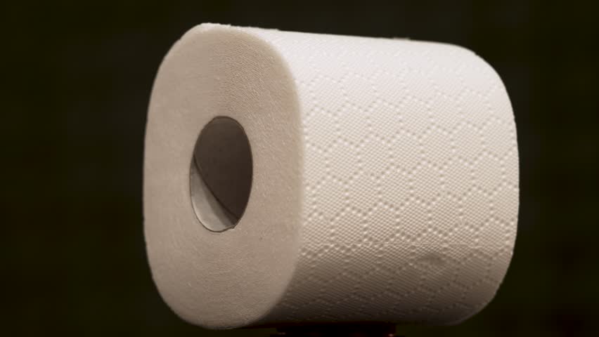 Roll of soft toilet paper rotates on black background close-up. Personal hygiene items. Body care. Everyday goods | Shutterstock HD Video #1108795211