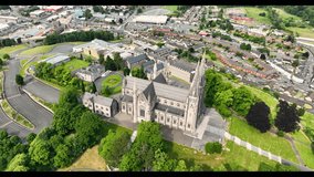 Aerial video of St Patricks Roman Catholic Cathedral Armagh City County Armagh Northern Ireland