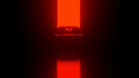 3D Rendered Red color Super car Cinematic Camera angle view in dark background, White sport car headlights blinking in dark with a black background, supercar movie view