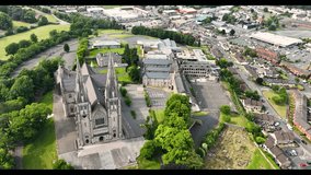Aerial video of St Patrick's Grammar School County Armagh Northern Ireland 