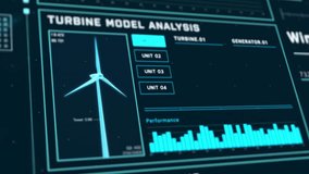 Futuristic wind turbine energy control center interface design, digital data network battery management system, green renewable power technology software, engineering iot HUD information 3d rendering - Powered by Shutterstock - Get 15% off with code: PIKWIZARD15