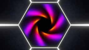 Purple to Orange Sci-Fi Hexagonal Warp Tunnel Background VJ Loop in 4K