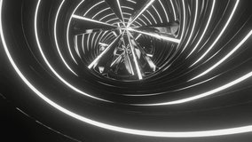 Black and White Neon Glowing Spiral Ventilation Background VJ Loop in 4K