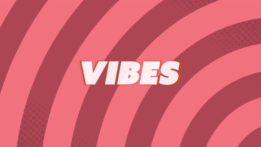 Animation of vibes text banner against radial rays in seamless pattern on pink background. Video game interface technology concept - Powered by Shutterstock - Get 15% off with code: PIKWIZARD15