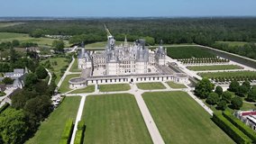 drone video chambord castle, chateau de Chambord France europe