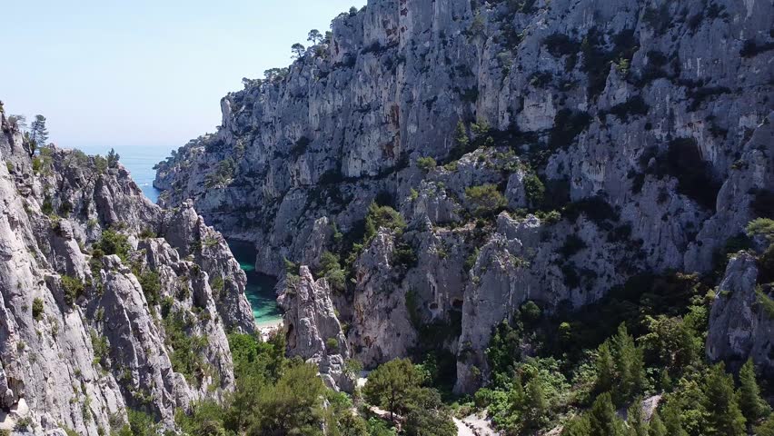 Drone video En Vau Cove, Calanque d'En-vau Marseille France europe Royalty-Free Stock Footage #1108816415