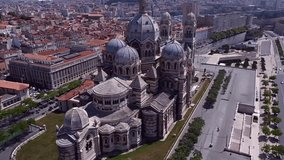 drone video La Major Cathedral, Cathédrale La Major Marseille France Europe