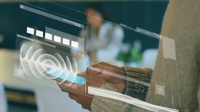 Animation of financial data processing over african american man using smartphone. Global business, connections, computing, digital interface and data processing concept digitally generated video. - Powered by Shutterstock - Get 15% off with code: PIKWIZARD15