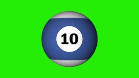 3D Animated Snooker Blue White Ball (7) Rotating on Green Screen chroma key removable background