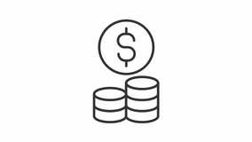 Financial growth line animation. Growing column of coins and dollar sign animated icon. Wealth management. Black illustration on white background. HD video with alpha channel. Motion graphic - Powered by Shutterstock - Get 15% off with code: PIKWIZARD15
