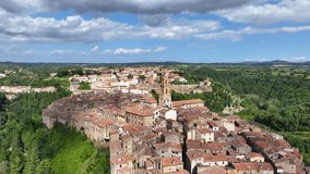 Aerial View of Medieval Pitigliano Town in Tuscany, Grosseto Province, Italy. Scenic Landscape of Historic Village in Southern Tuscany.