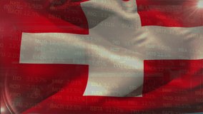 Animation of stock market data processing against waving switzerland flag. National economy and business technology concept - Powered by Shutterstock - Get 15% off with code: PIKWIZARD15