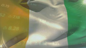 Animation of stock market data processing against waving ivory coast flag. National economy and business technology concept - Powered by Shutterstock - Get 15% off with code: PIKWIZARD15