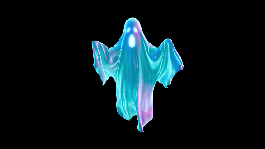 Halloween neon glow ghost looping 3d animation rendering .