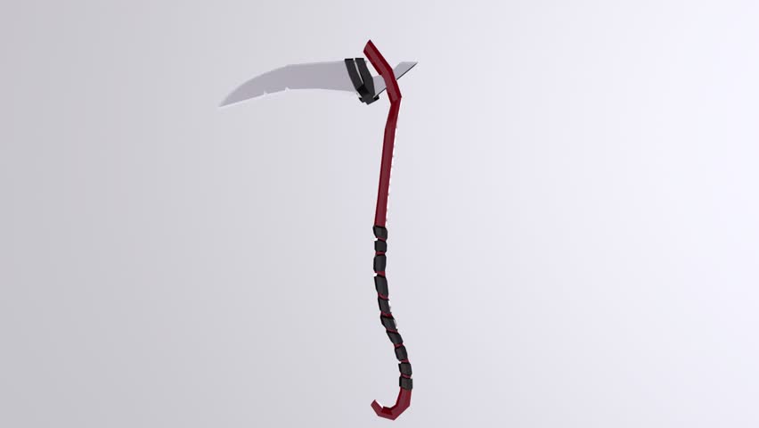 3d Rendering Of Sickle Weapon On White Background Looping