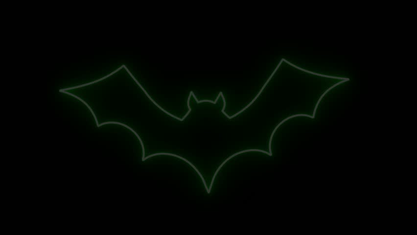4k Animated Glowing neon line Flying bat icon isolated on black background. Illuminated Halloween Holiday Design Element. Neon Bat Animal with Wings. 4K Video motion graphic animation. | Shutterstock HD Video #1108847125