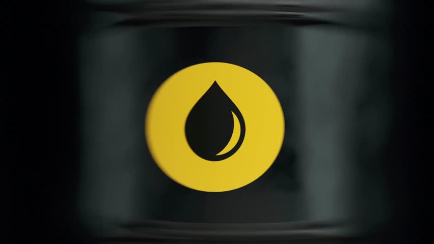 A grid of black oil or oil barrels slowly moves from right to left. A petrol or crude oil container is a loopable 3D animation. fuel industry Royalty-Free Stock Footage #1108849703