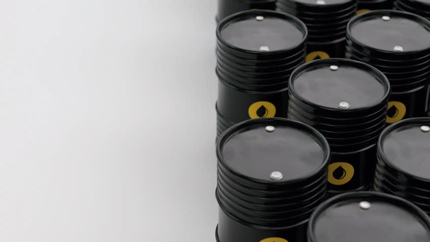 Crude oil barrels stacked on a dock and camera rotating around 3D animation oil supply and demand, rising oil prices, commodity market trading Royalty-Free Stock Footage #1108849719