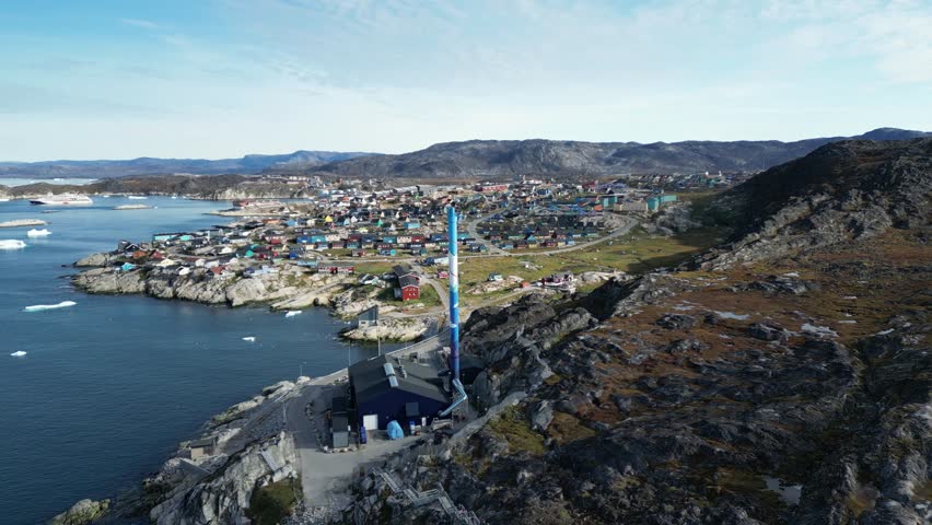 Greenland Ilulissat Aerial View. Arctic nature landscape in Greenland. Ilulissat, Disko Bay, Baffin Sea, Greenland.