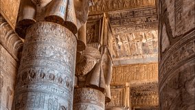Beautiful interior of the Temple of Dendera or the Temple of Hathor. Egypt, Dendera, Ancient Egyptian - Powered by Shutterstock - Get 15% off with code: PIKWIZARD15