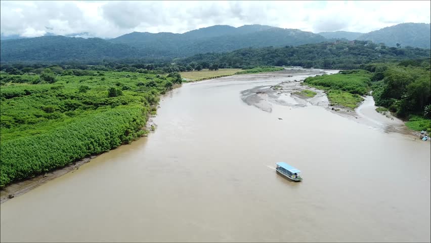 mangrove, tarcoles costa rica, boat in tropical river, puntarenas