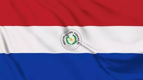 Flag background of Paraguay with seamless looping animation in 60 fps.