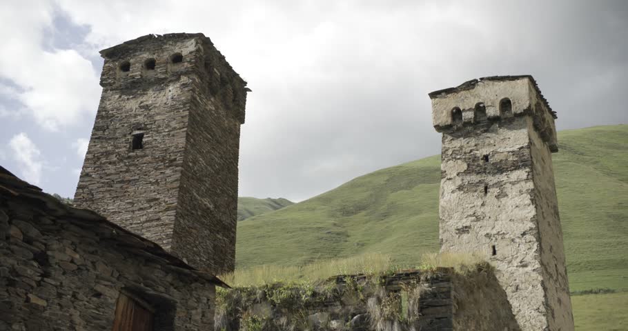 Svaneti, tower, overlooking the Caucasus