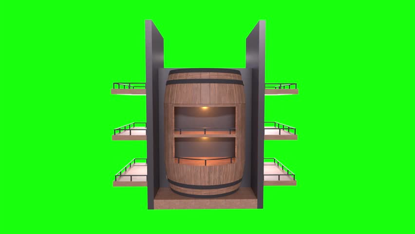 whiskey barrel stand 3d object rotating loop advances style
