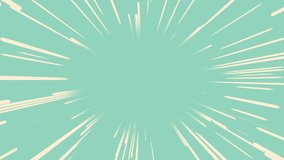 High-speed abstract speed lines animation with decent halftone texture. Cartoon animated bright yellow speed lines on a teal background in a seamless loop of motion graphics