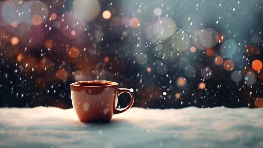 
A cup of hot tea or chocolate on the windowsill. Christmas scenery. Seamless loop video Royalty-Free Stock Footage #1108877835