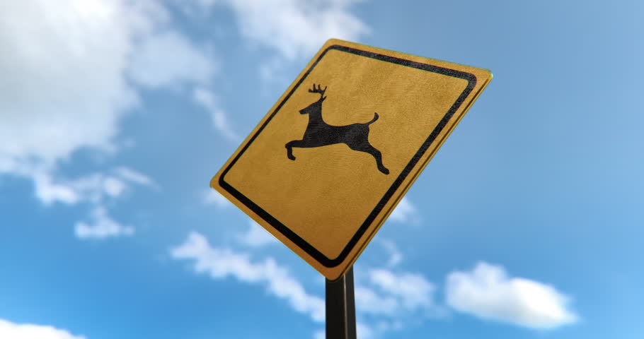 Deer Crossing Sign in a 3D animation