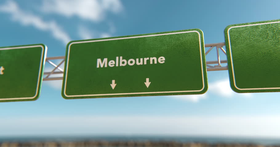 Melbourne Sign in a 3D animation