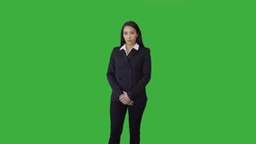Portrait of Young Woman in Suit Isolated on Green Screen Background - Powered by Shutterstock - Get 15% off with code: PIKWIZARD15