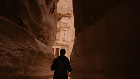 Petra, located in Jordan, is a UNESCO World Heritage site renowned for its rock-cut architecture and archaeological wonders.  - Βίντεο στοκ