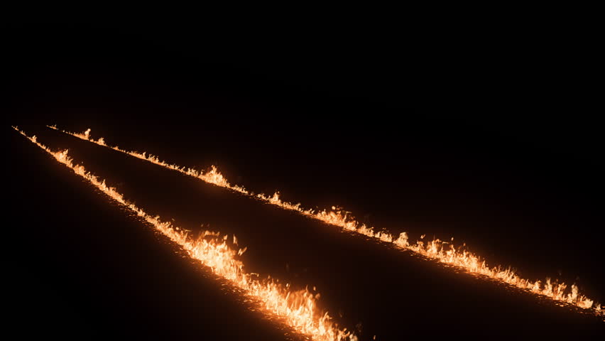 Fire Trail. Burning Trail. Fire Trail on Road
