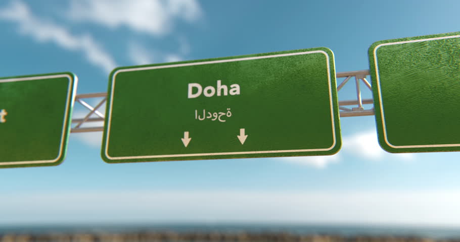 Doha Sign in a 3D animation
