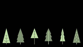 Moving spruce trees. Looping 2d animation video. Motion graphics  