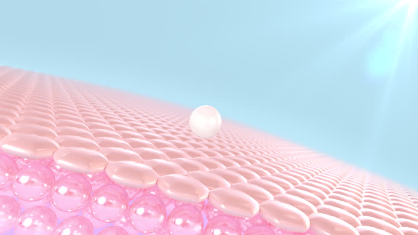 UV-protected 3D animation skin cell. UV shield reflector serum drops into skin cells for UV protection. Cosmetics, sunscreen, lotion, and serum advertisements. UV shielding Royalty-Free Stock Footage #1108922071