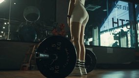 Young woman doing deadlift with heavy bar in gym, strong female athlete with muscular body lifting weights, exercising with barbell. - Powered by Shutterstock - Get 15% off with code: PIKWIZARD15