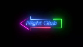  Glowing neon text  Night club , glowing neon sign in rainbow colors .