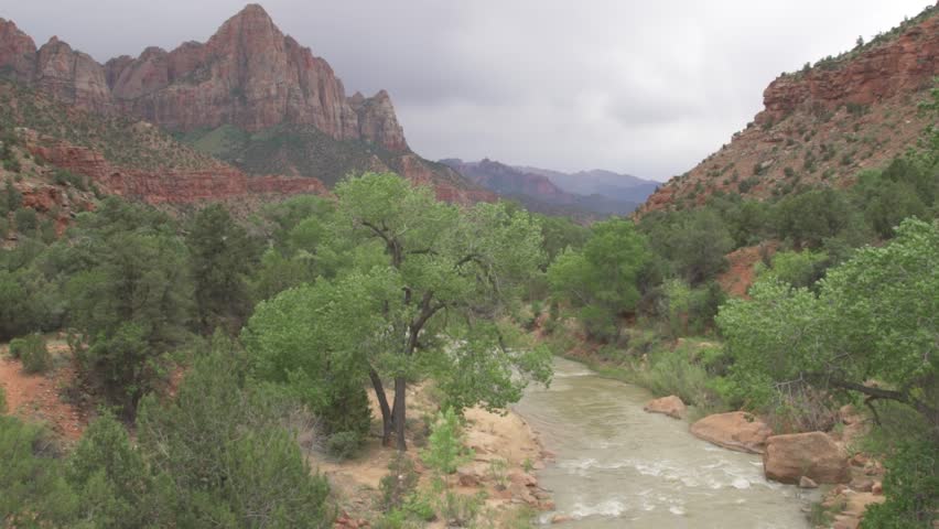 The Watchman as Viewed from the Bridge - Zion National Park in Southwest Utah USA