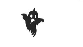 Black Ghost Flying Loop Motion Graphics Video with White Transparent Background and Alpha Channel