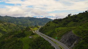 Aerial video made with a drone, over a part of the road that leads from Medellín to Santa Fe de Antioquia known as Mar 1