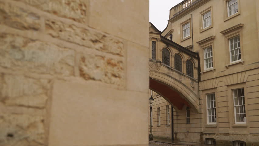 Beautiful bridge of sighs or Hertford bridge. Oxford university buildings complex. United Kingdom Royalty-Free Stock Footage #1108946151
