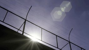 Prison Wall Against the Sun at a Maximum Security Prison in Argentina. 4K Resolution. - Powered by Shutterstock - Get 15% off with code: PIKWIZARD15