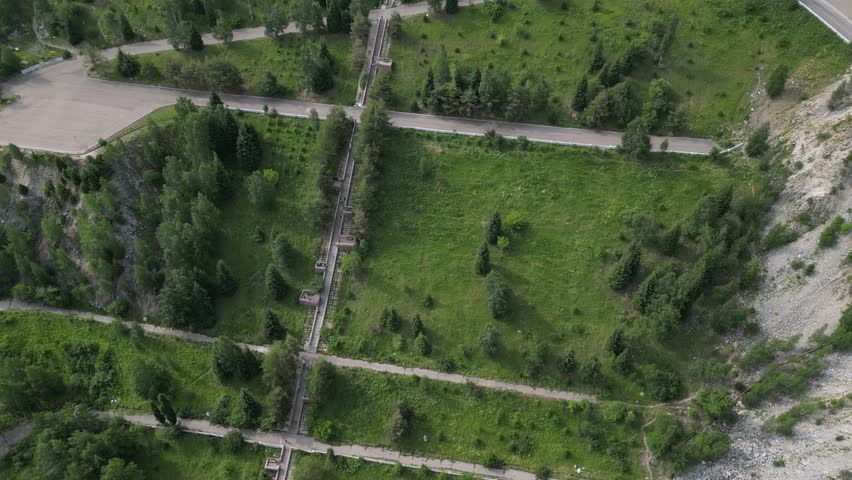 The health ladder consists of 842 steps in a mountainous area among different vegetation.