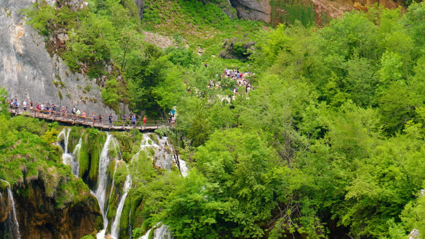 The large Sastavci waterfall in Plitvice Lakes National Park in Croatia.