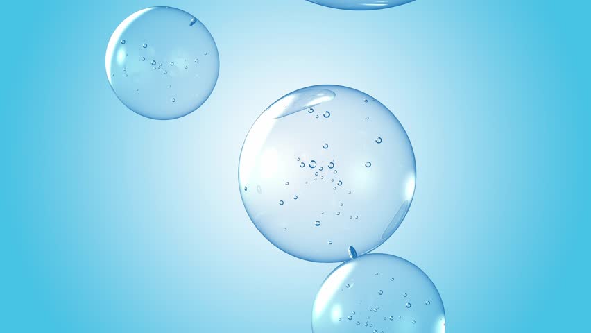 Water bubble element animation. Movement of air bubbles on blue background. Can be used in skin care or Cosmetic industry, 3d render. | Shutterstock HD Video #1108957195