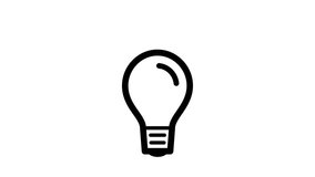Flashing light bulb icon. loop animation. (white background)