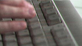 Computer engineer developer is working on old vintage computer 1990s. Antique classic pc keyboard and programmer typing hands. Internet web digital startup history. Outdated retro technology concept - Powered by Shutterstock - Get 15% off with code: PIKWIZARD15